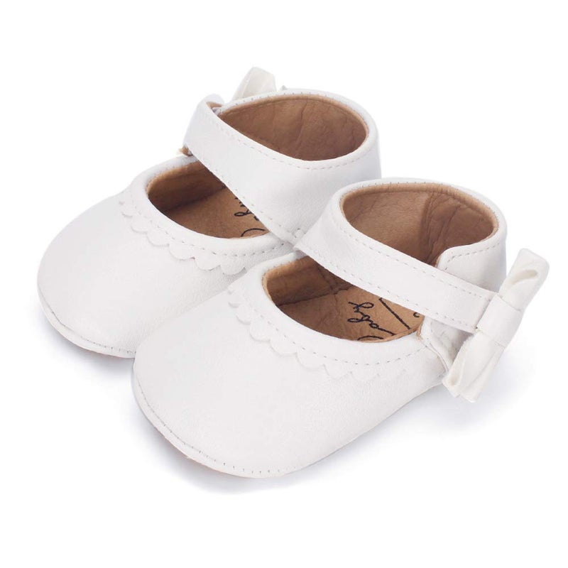 ESTAMICO Infant Baby Girls Ballet Flats Shoes Mary Jane Dress Shoes Toddler First Walkers White 6-12 Months - Image 2